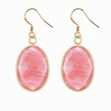 Natural Gemstone Faceted Oval Gold Bezel Fish Hook Dangle Earrings Gold Plated Crystal Drop Earrings Women Jewelry Gift