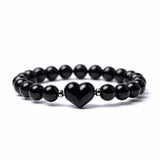 The Grounding Love Stone Bracelet - Handcrafted Lava Rock & Crystal Heart Jewelry #SB3134