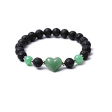 The Grounding Love Stone Bracelet - Handcrafted Lava Rock & Crystal Heart Jewelry #SB3134