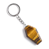 Natural Gemstone Coffin Keychain - Faceted Healing Crystal Gothic Key Ring & Bag Charm