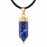Natural Crystal Hexagonal Bullet Stone Necklace Mini Point Pendant Gold Color Chain Jewelry Women Healing Chakra Choker