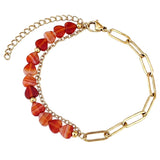 6MM Heart Shape Gemstone Paperclip Chain Bracelet Gold Stainless Steel Adjustable Dainty Stackable Women Jewelry #SB3164