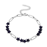 Natural Star Crystal Beaded Bracelet Stainless Steel Paperclip Chain Adjustable Multi‑Color Gemstone Bracelet Women Stacking #SB3162