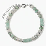Natural Stone Disc Bead Silver Plated Bracelet Adjustable Chain Heishi Wheel Bead Gemstone Bracelet for Women #SB3142