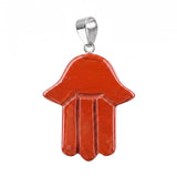 Natural Gemstone Hamsa Hand Pendant  for Making Jewelry Healing Crystal Fatima Charms Protective Amulet Jewelry