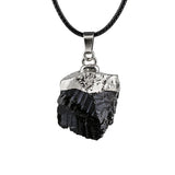 Healing Chakra Crystal Necklace for Women Men  Silver Cap  Irregular Rough Tumbled Stone Pendant Jewelry