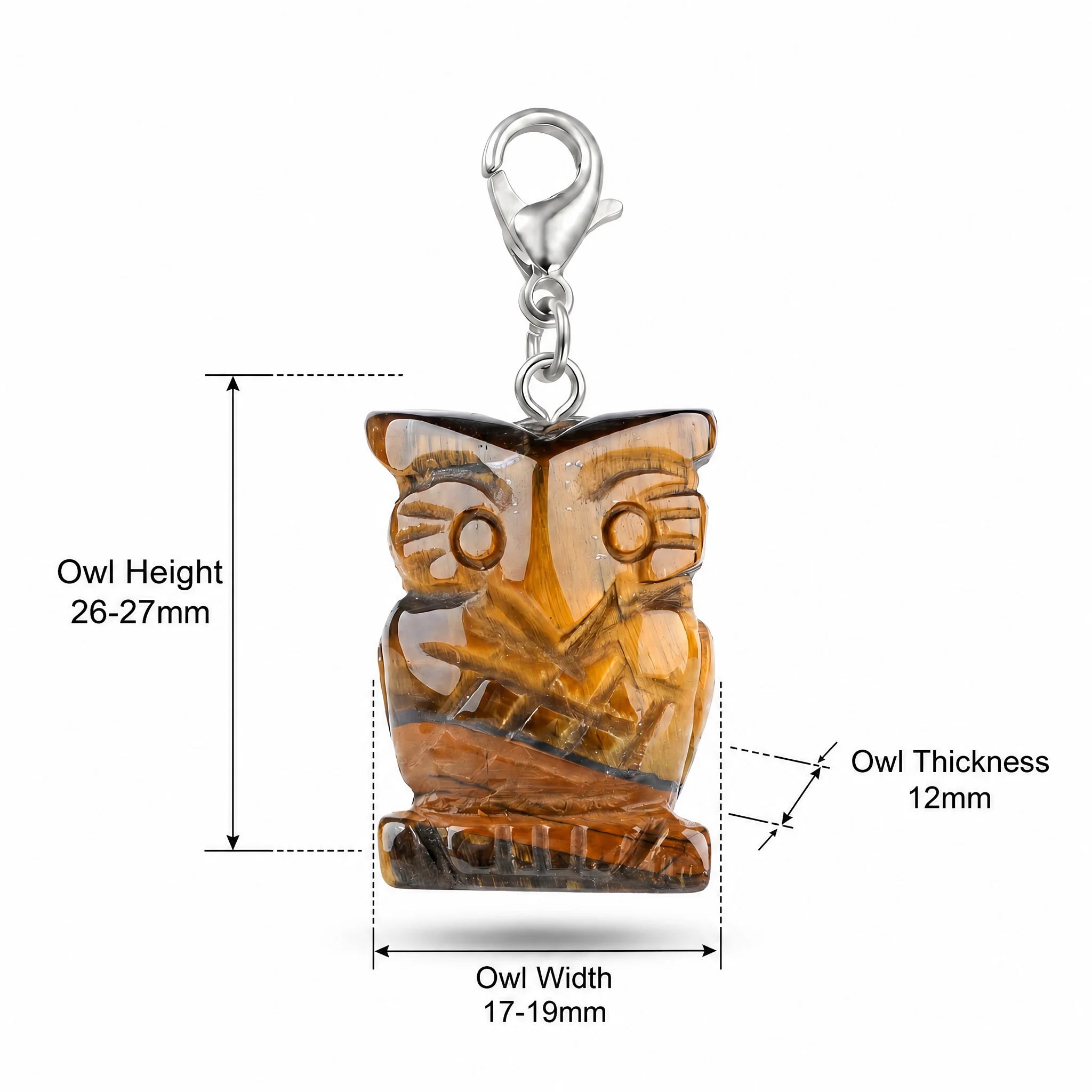 Natural Gemstone Owl Pendant Tags with Lobster Clasp Healing Crystal Carved Animal Charm for Jewelry Making SP2329