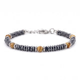 Hematite Heishi Disc Bead Bracelet 4MM Natural Multi‑Color Gemstone Accent Adjustable Unisex Stack Wrist Jewelry #SB3150