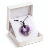 Crystal Healing Crystal Heart Pendant Necklace Adjustable Wax Cord Stone 40MM Donut Amulet Jewelry for Spiritual Wellness