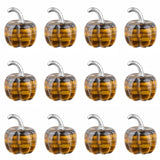 12 PCS Handmade Craved 20mm Gemstone Mini Pumpkin Carving Ornament Figurine for Halloween Home Decoration Craft Gift