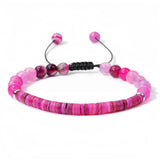 Natural Agate Round Bead Bracelet Pearl Shell Heishi Disc Spacer Adjustable Braided #SB3148