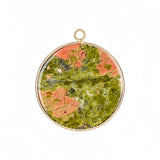Handcrafted 30mm Natural Gemstone Pendant Necklace | Gold Bezel Healing Crystal Jewelry #SP2060