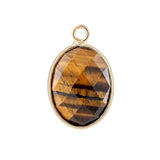 Faceted Natural Gemstone Pendant Gold Bezel Wrapped Oval Stone Charms 21x13mm for DIY Necklace Jewelry Making