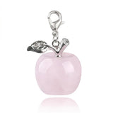 20mm Natural Gemstone Apple Charm with Lobster Clasp Crystal Beads for DIY Jewelry SP1371