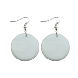 Natural Crystal Flat Round Disc Earrings, Genuine Gemstone Circle Coin Dangle Earrings, Minimalist Boho Healing Chakra Drop Jewelry Gift for Women