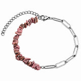 Healing Crystal Chips Stone Paperclip Link Bracelet Dainty Layering Handmade Bracelet Multiple Stone Options #SB3165