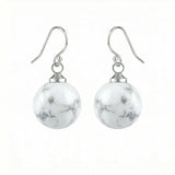 Women Gemstone Balls Drop Earring Healing Chakra Crystal 10MM Beads Dangle Earrings