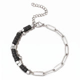 Natural Gemstone Heishi Bead Paperclip Chain Bracelet Stainless Steel Adjustable Layering Bracelet Women Fashion Jewelry #SB3163