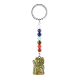 Healing Crystal Stone Cat Keychain Reiki Lucky Charms Keyring Women Bag Car Pendant Charms 7 Chakra Beads Chain