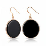 Natural Stone Round Dangle Earrings 30mm Gemstone Crystal Drop Jewelry Gold Plated Hooks #PE2060