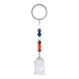 Healing Crystal Stone Cat Keychain Reiki Lucky Charms Keyring Women Bag Car Pendant Charms 7 Chakra Beads Chain
