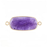 Natural Gemstone Hexagon Pendant Connector for Women | Gold Plated Healing Crystal Jewelry #SP2059