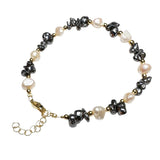 Natural Freshwater Pearl & Stone Bracelet Irregular Chip Crushed Stone Gold Plated Adjustable Chain Bracelet for Women #SB3157