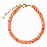 Natural Stone 6mm Disc Bead Gold Plated Bracelet Adjustable Chain Heishi Wheel Bead Gemstone Bracelet for Women #SB3142