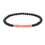 Matte Black Onyx 4mm Round Bead Bracelet Heishi Spacer Stone Bead Unisex Elastic Stackable Healing Crystal Wrist Jewelry #SB3156