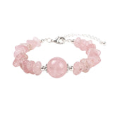 Natural Chip Gemstone Bracelet 12mm Round Focal Bead  Adjustable Chain Healing Crystal Boho Stackable Bracelets for Women #SB3158