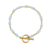 4MM Natural Stone Heishi Disc Bracelet Gold OT Toggle Clasp Dainty Stackable Boho Crystal Beaded Bracelets Women Jewelry #SB3147G