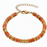 Natural Heishi Disc Stone Bead Bracelet Gold Spacer Beads Adjustable Chain Healing Gemstone Handmade Jewelry For Women #SB3139