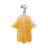 Hamsa Hand Natural Crystal Pendant Necklace Silver O Chain Evil Eye Lucky Healing Spiritual Jewelry For Women Daily Wear