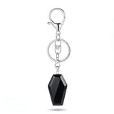 Natural Stone Coffin Keychain with Lobster Clasp Crystal Healing Gemstone Key Ring Bag Charm