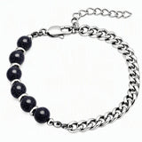 8MM Natural Stone Bead Stainless Steel Curb Chain Bracelet Unisex Healing Crystal Adjustable Men Women Stackable Jewelry #SB3152