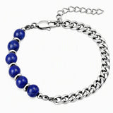 8MM Natural Stone Bead Stainless Steel Curb Chain Bracelet Unisex Healing Crystal Adjustable Men Women Stackable Jewelry #SB3152