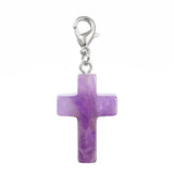 Gemstone Cross Charms with Lobster Clasps 18x25mm Healing Crystal Pendant for DIY Jewelry Making Reiki Energy #SP1030