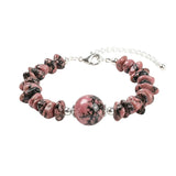 Natural Chip Gemstone Bracelet 12mm Round Focal Bead  Adjustable Chain Healing Crystal Boho Stackable Bracelets for Women #SB3158