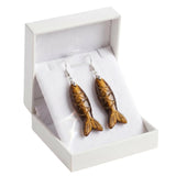 Hand Carved Gemstone Fish Earrings for Women Crystal Dangle Earrings with Hypoallergenic Hooks Healing Stone Jewelry Gift Box