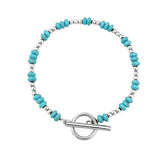 4MM Natural Stone Heishi Disc Bracelet Silver OT Toggle Clasp Dainty Stackable Boho Crystal Beaded Bracelets Women Jewelry #SB3147S