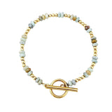 4MM Natural Stone Heishi Disc Bracelet Gold OT Toggle Clasp Dainty Stackable Boho Crystal Beaded Bracelets Women Jewelry #SB3147G