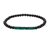 4MM Black Onyx Round Bead Stretch Bracelet Flat Heishi SpacerGemstone Bead Unisex Elastic Stackable Healing Wrist Jewelry #SB3156