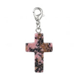 Gemstone Cross Charms with Lobster Clasps 18x25mm Healing Crystal Pendant for DIY Jewelry Making Reiki Energy #SP1030