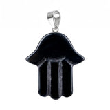 Natural Gemstone Hamsa Hand Pendant  for Making Jewelry Healing Crystal Fatima Charms Protective Amulet Jewelry