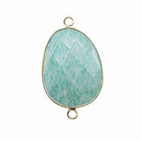Faceted Irregular Teardrop Stone Connector Charms with Double Loops for Jewelry Making DIY Bracelet Necklace #SP2054