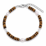 6MM Heishi Disc Stone Bracelet Freshwater Pearl Gold Adjustable Chain Boho Stackable Beaded Jewelry For Women #SB3137