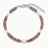 6MM Heishi Disc Stone Bracelet Freshwater Pearl Gold Adjustable Chain Boho Stackable Beaded Jewelry For Women #SB3137
