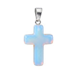 Natural Gemstone Cross Pendants 18x25mm Healing Crystal Stone Charms Handcrafted Spiritual Reiki Energy Protection