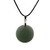 Natural Crystal Flat Round Disc Necklace, Genuine Gemstone Circle Coin Pendant, Minimalist Boho Healing Chakra Amulet with 18" Black Cord for Men & Women