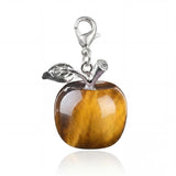 20mm Natural Gemstone Apple Charm with Lobster Clasp Crystal Beads for DIY Jewelry SP1371